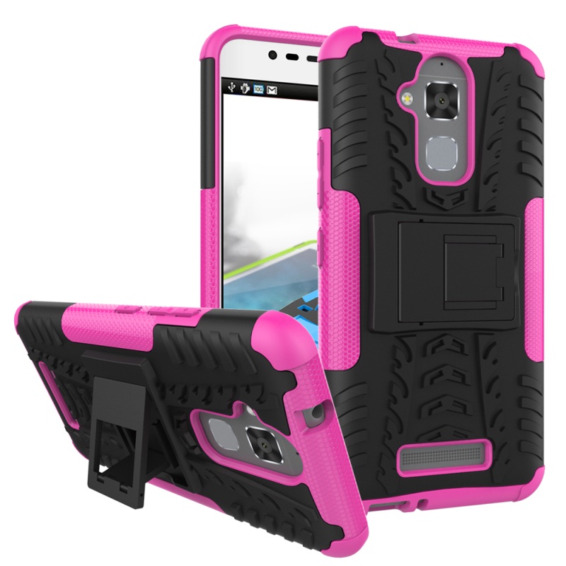 เคส Asus Zenfone 3 Max ZC520TLเคสฝาหลังไฮบริด Tire Pattern Hybrid PC + TPU Kickstand Case
