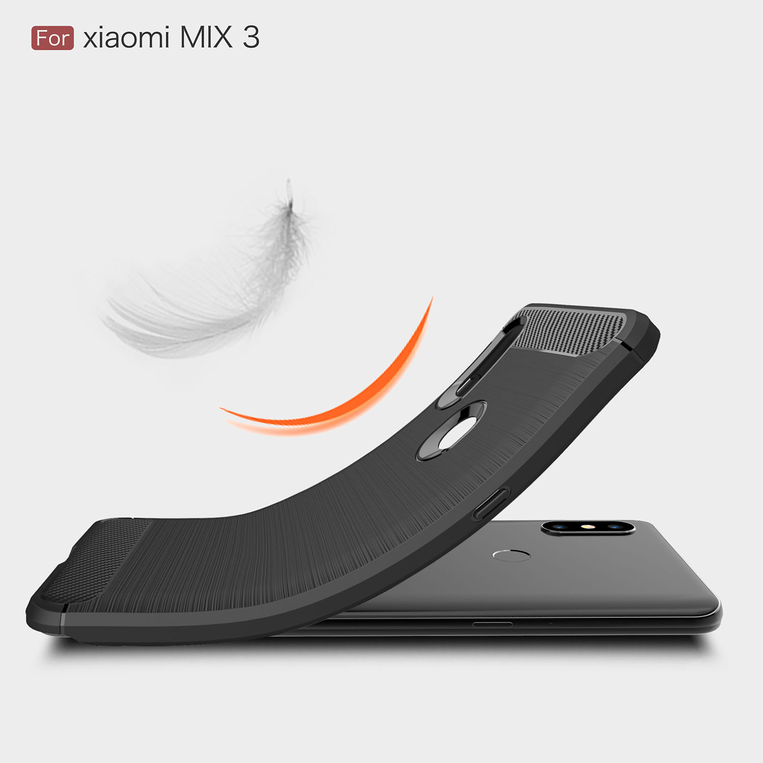 Case Xiaomi Mi Mix 3 #เคสฝาหลัง TPU นิ่มคาร์บอนไฟเบอร์ผิวแบบขัดแปรง