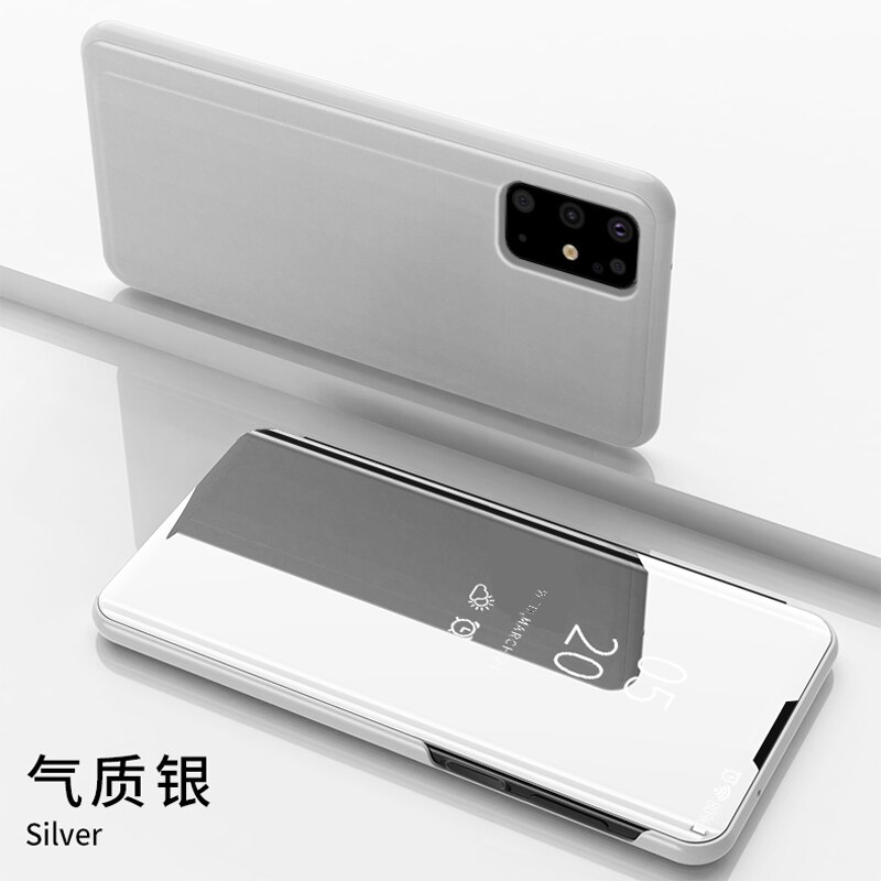 เคส Samsung Galaxy S10 Lite #เคสฝาพับปกโปร่งแสงผิวเงา Electroplating Mirror Surface Window View