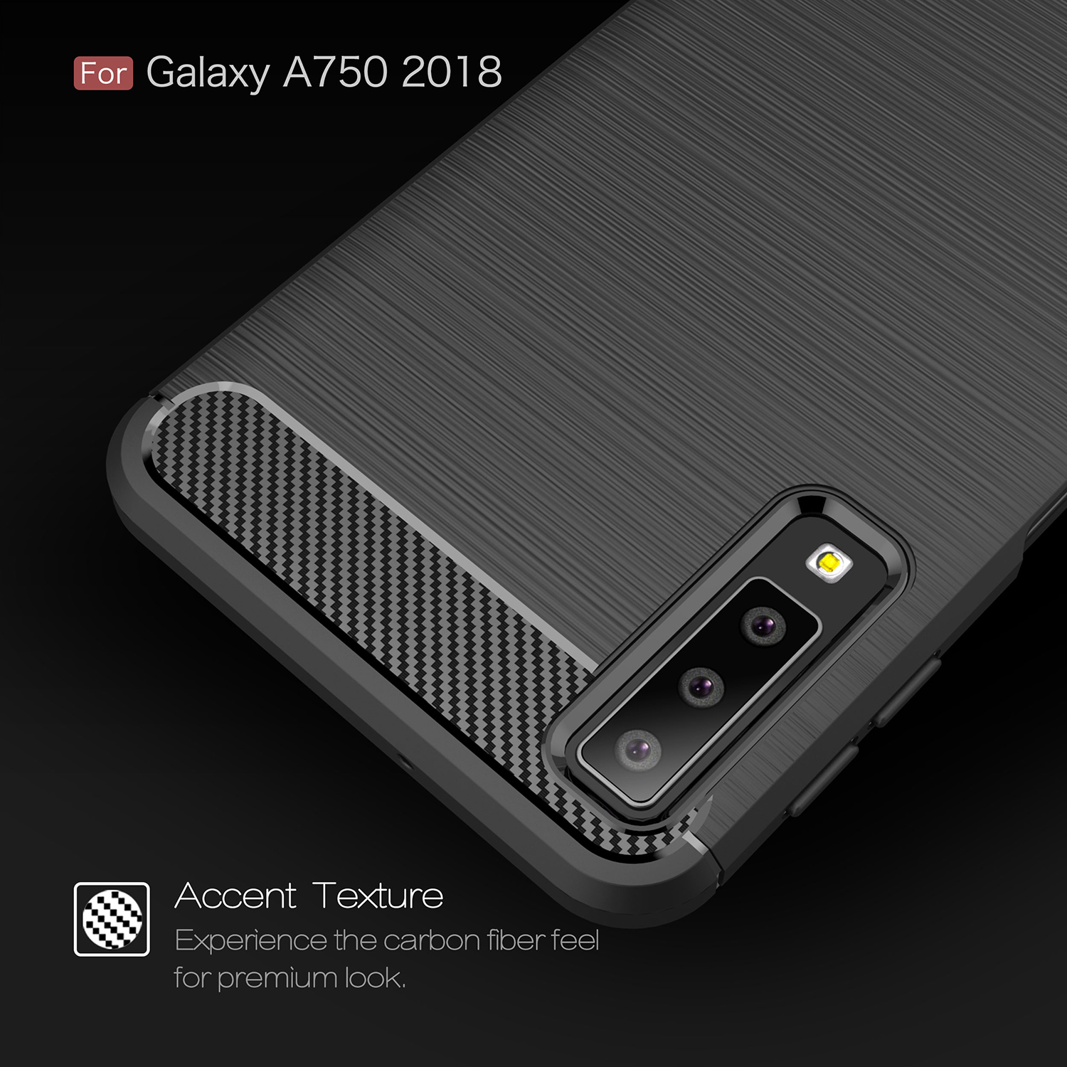 เคส Samsung Galaxy A7 (2018) #เคสฝาหลัง TPU นิ่มคาร์บอนไฟเบอร์ผิวแบบขัดแปรง