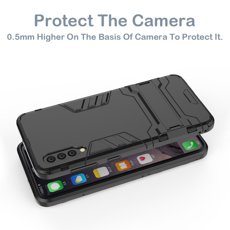 Case Samsung Galaxy A70 #เคสฝาหลังพลาสติก ไฮบริด TPU + Kickstand