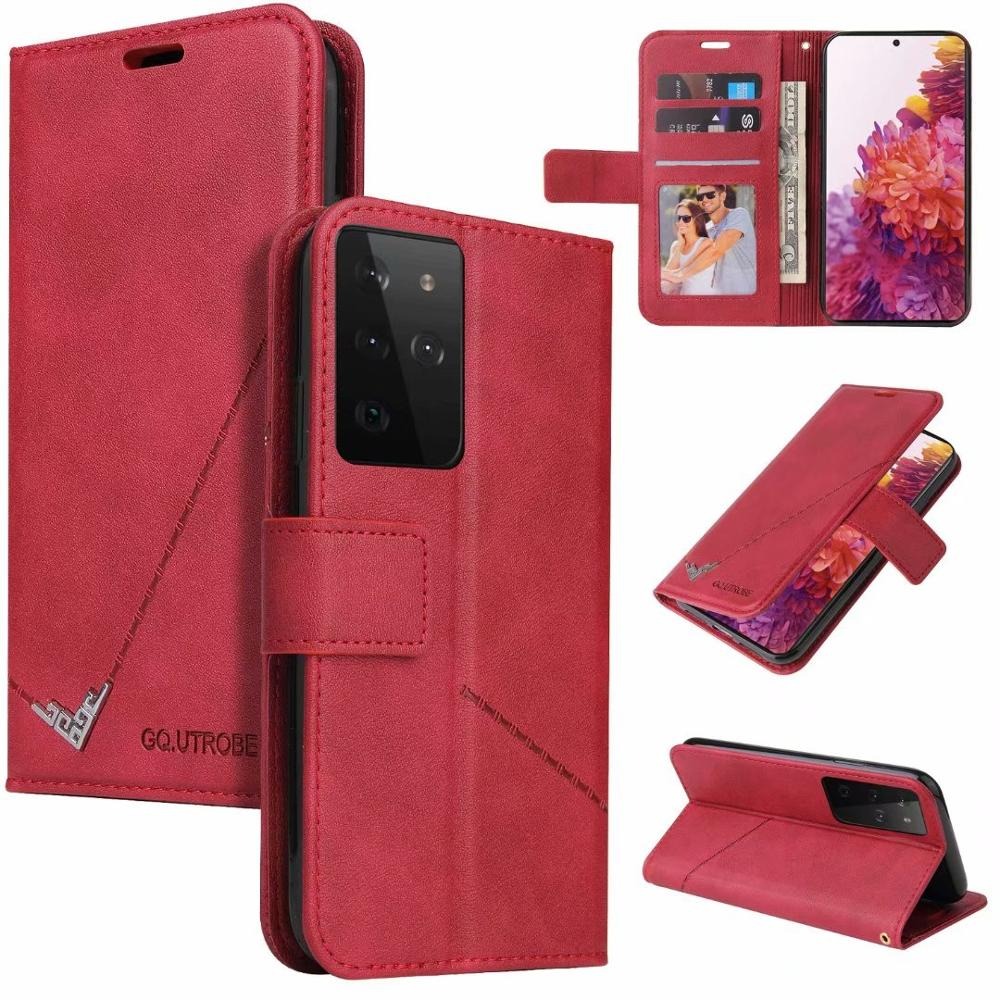 Case Samsung Galaxy S21 Ultra 5G #เคสฝาพับแบบกระเป๋าสตางค์หนัง PU มีช่องเก็บบัตร