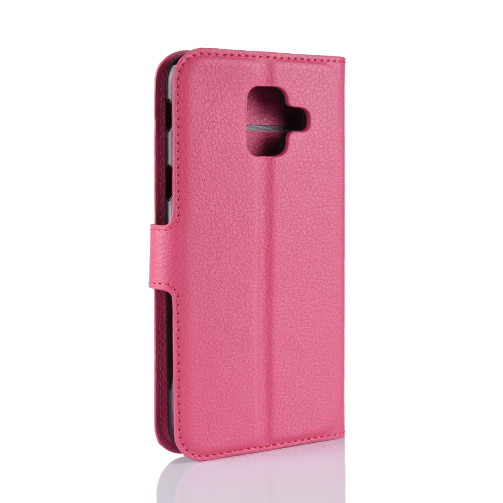 Case Samsung Galaxy A6 (2018) #เคสฝาพับสไตล์กระเป๋าสตางค์หนัง PU ผิวลิ้นจี่สีสันสวยงาม