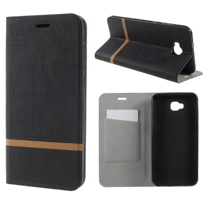 Case Asus ZenFone 4 Selfie ZD553KL #เคสฝาพับปกเสริมแผ่นเหล็กพื้นผิว Cross Texture คุณภาพดี