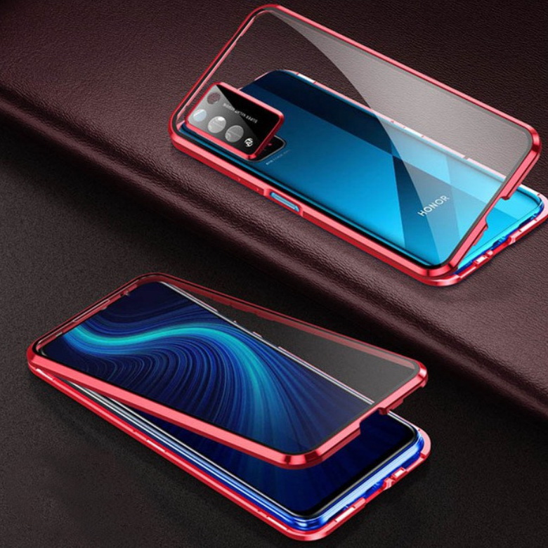 เคส Huawei P40 Pro Plus#เคสขอบโลหะประกบแม่เหล็กมีป้องกันเลนส์กล้อง Fully Protection Magnetic Adsorption Glass Metal Phone Protective Built-in Camera Protection