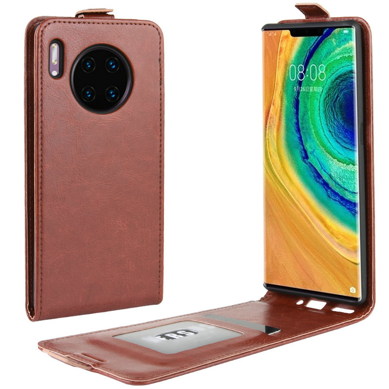 เคส Huawei Mate 30 Pro #เคสฝาพับแนวตั้งหนัง PU ผิวหนังม้า Crazy Horse Skin Leather