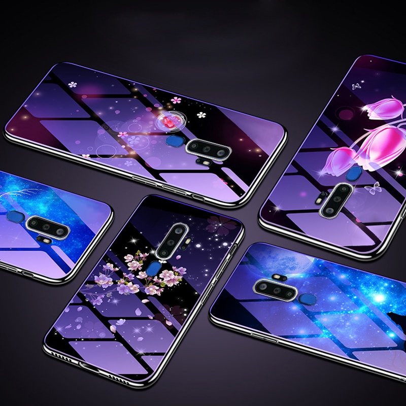 เคส OPPO A9 (2020) / OPPO A5 (2020) #เคสฝาหลังไฮบริดขอบเงา Electroplated TPU Soft Frame + Blue-ray Tempered Glass + PC