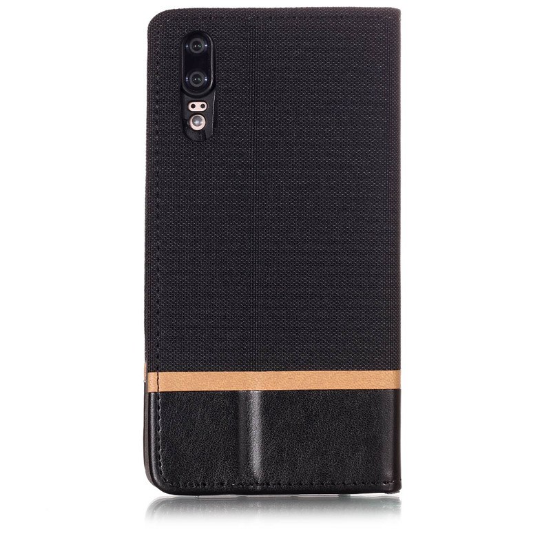 Case Huawei P20 Pro #เคสฝาพับหนัง PU ผิวเคลือบ Cloth Texture Splicing PU Leather
