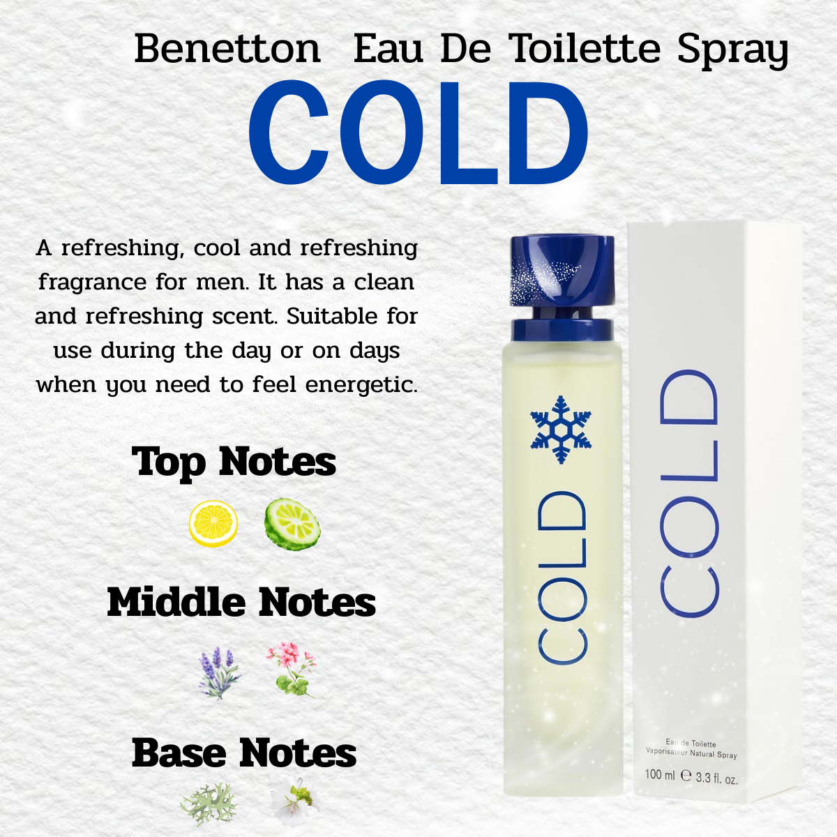 Benetton Cold Eau De Toilette Spray 100 ml น้ำหอมผู้ชาย แบบสเปรย์