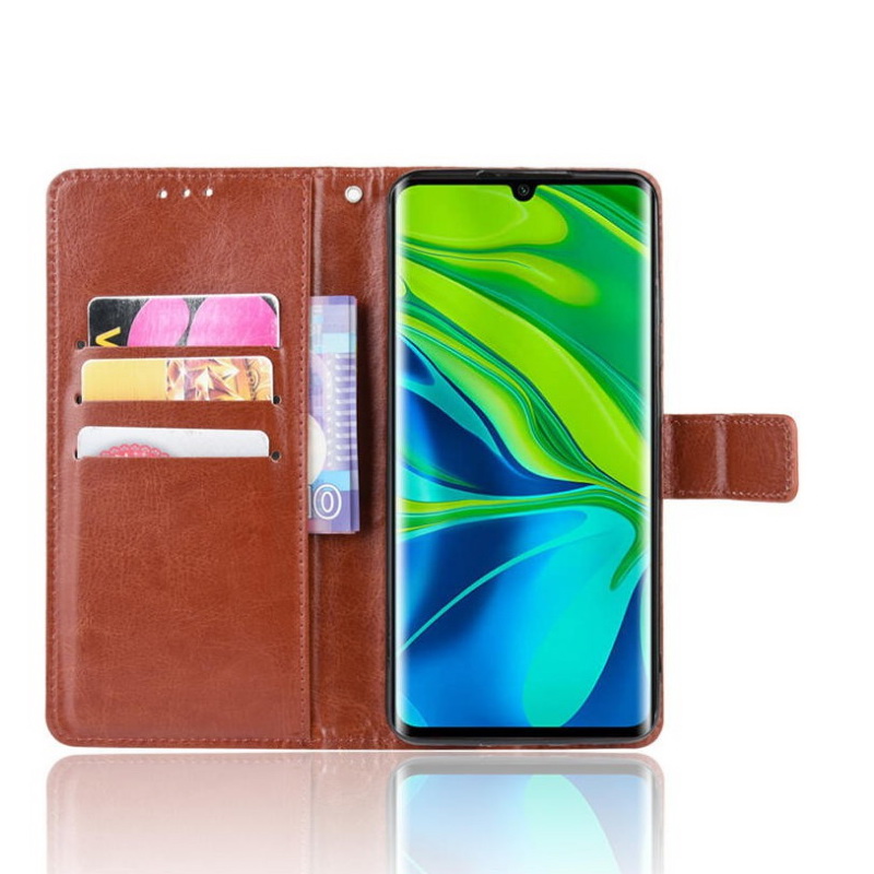 เคส Xiaomi Mi Note 10 Pro #เคสฝาพับหนัง PU ผิวหนังม้า Crazy Horse Texture Leather Wallet