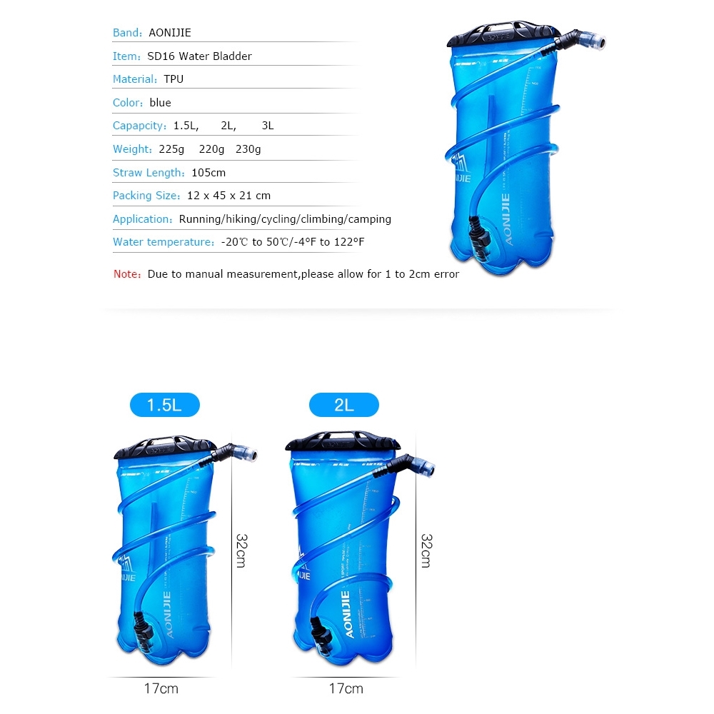 ถุงน้ำพกพา (สีฟ้า) ขนาด 1.5 ลิตร, 2 ลิตร TPU รุ่น SD16 (L08)