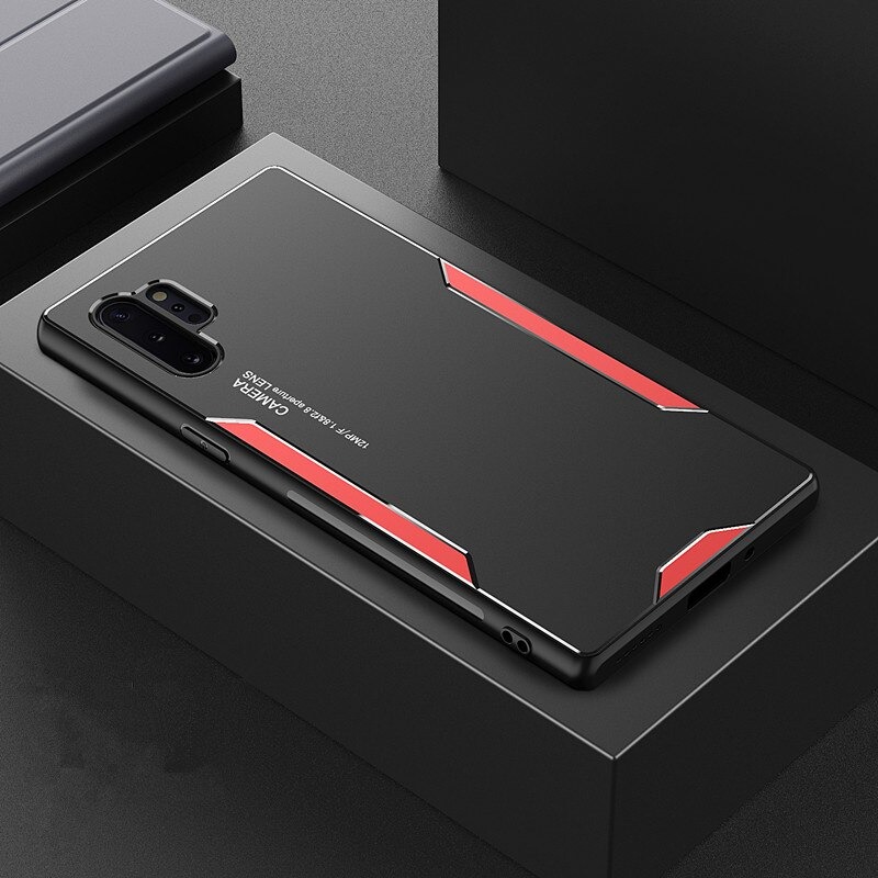 เคส Samsung Note 10+ #เคสฝาหลังไฮบริด Metal +TPU Shockproof metal back plate Phone Back Cover