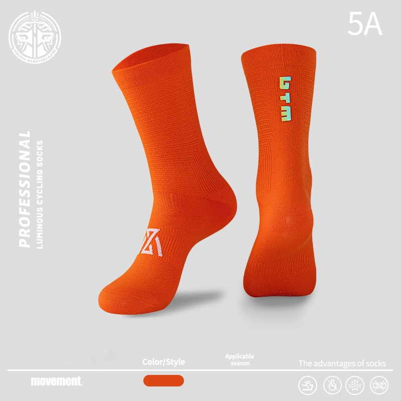 ถุงเท้าวิ่งครึ่งแข้ง ถุงเท้าเรืองแสง สำหรับวิ่งมาราธอน หนานุ่มใส่สบายระบายอากาศดี เรืองแสงในที่มืด (N05)