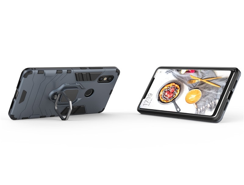 เคส Xiaomi Redmi Note 6 Pro #เคสฝาหลังพลาสติกแข็ง +TPU Hybrid Case มีแหวนสวมนิ้วโลหะ