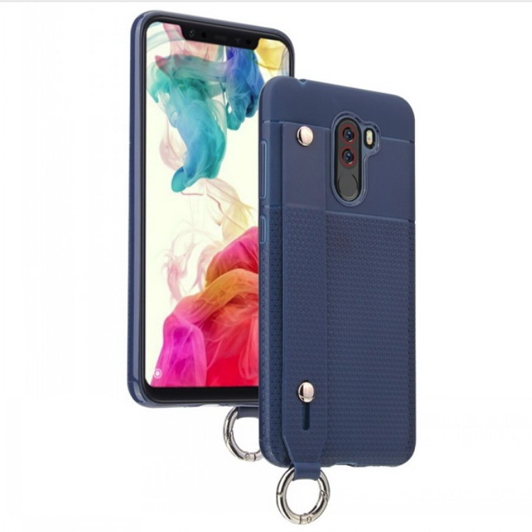 Case Xiaomi Pocophone F1 #เคสฝาหลัง TPU นิ่มมีที่สวมนิ้วผิวกันลื่น Triangle Pattern TPU Protection Cellphone Shell