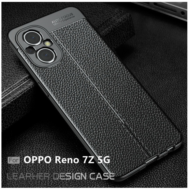 เคส OPPO Reno 7z 5G #เคสฝาหลัง TPU ผิวลิ้นจี่ช่วยป้องกันลายนิ้วมือและกันลื่นได้ดี
