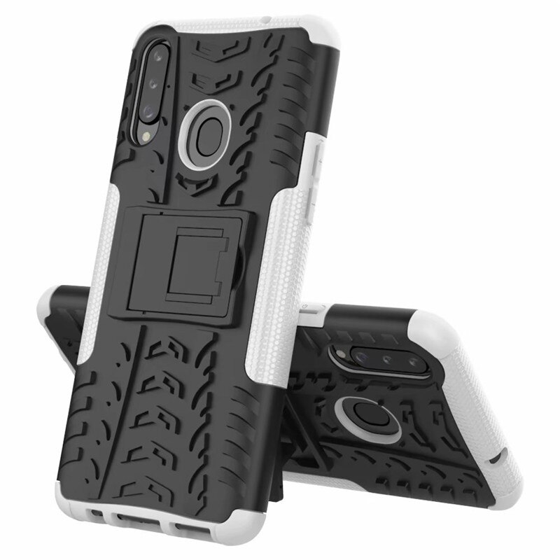 เคส Samsung Galaxy A20s #เคสฝาหลังพลาสติกแข็งกันลื่น Cool Tyre Pattern Kickstand (PC + TPU)