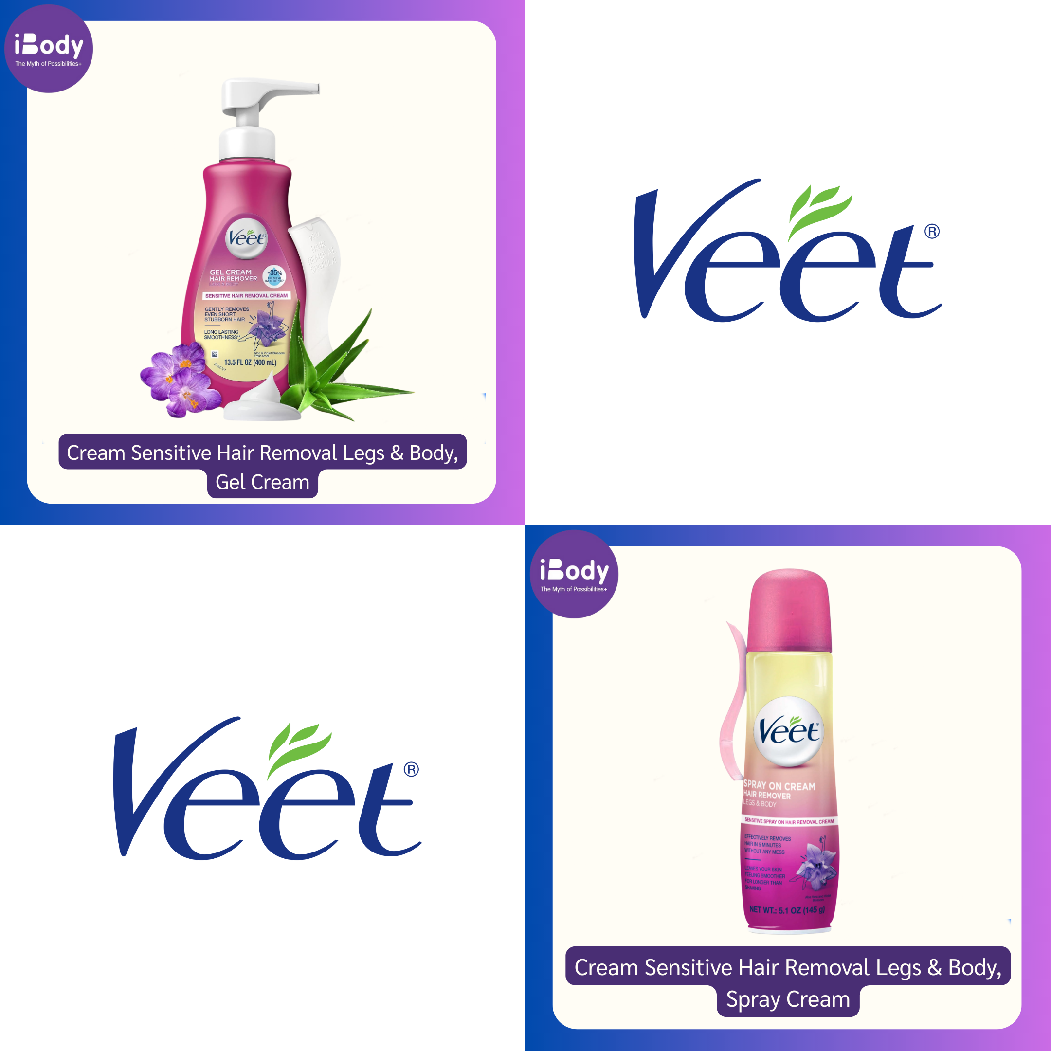 Veet® Cream Sensitive Hair Removal Legs & Body วีท เจลครีมกำจัดขน ขนตามร่างกาย ขนขา ขนบิกินี่