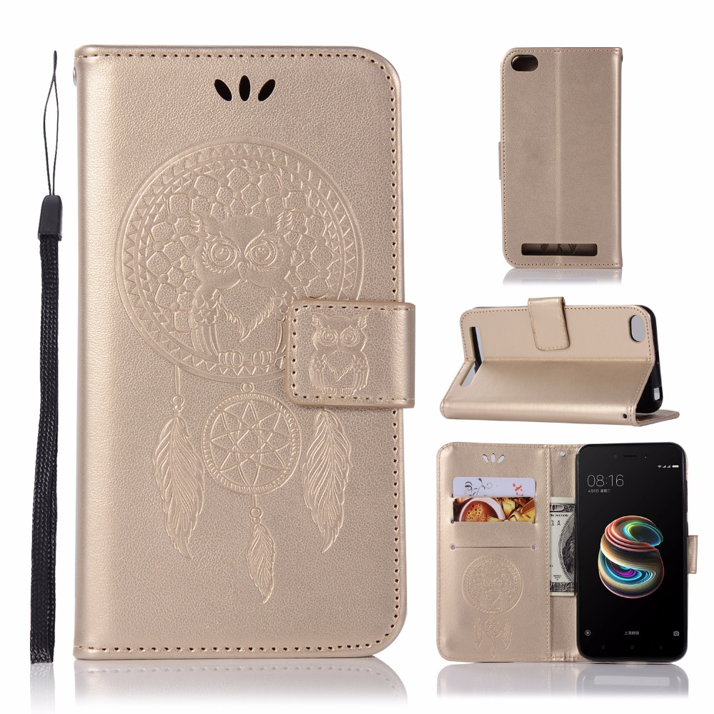 เคส Xiaomi Redmi 5A #เคสแบบกระเป๋าสตางค์ฝาพับหนัง PU ลายนกฮูก Dream Catcher Owl