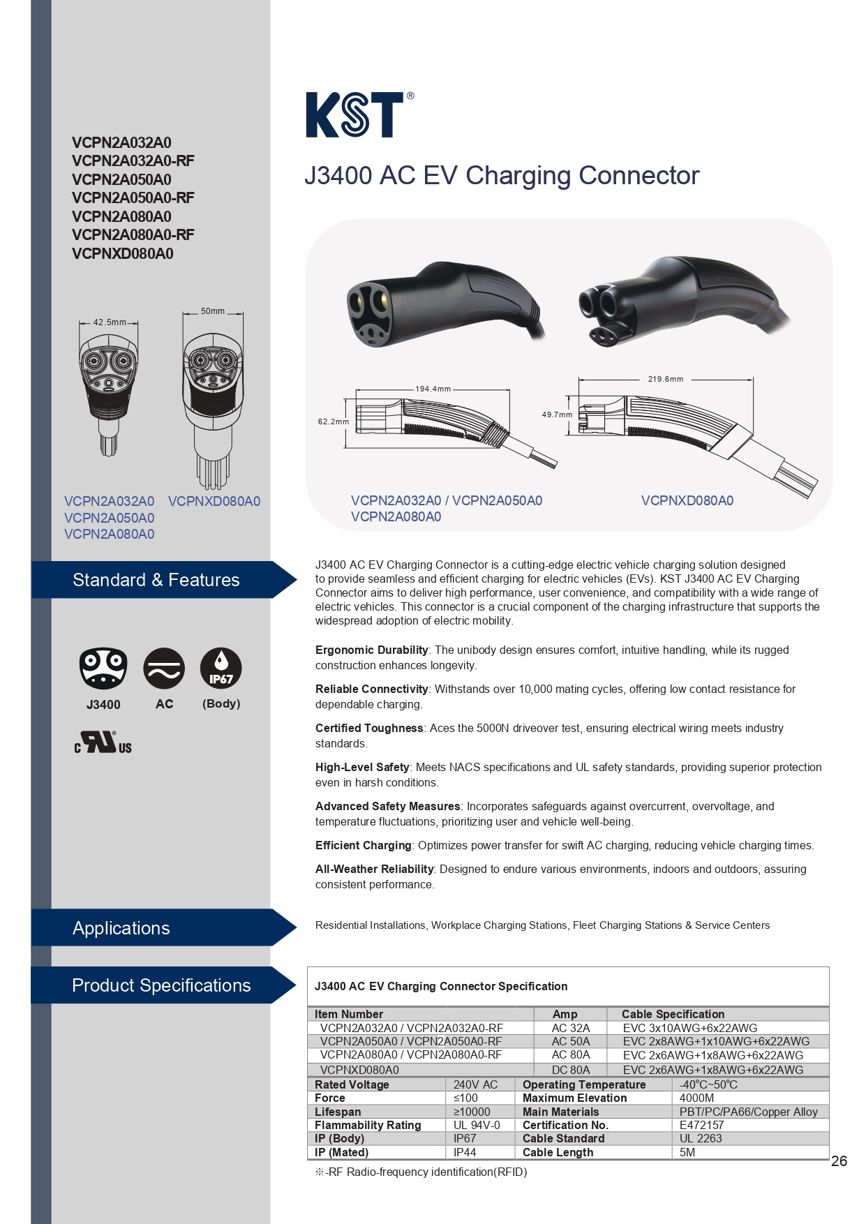 J3400 AC EV Charging Connector