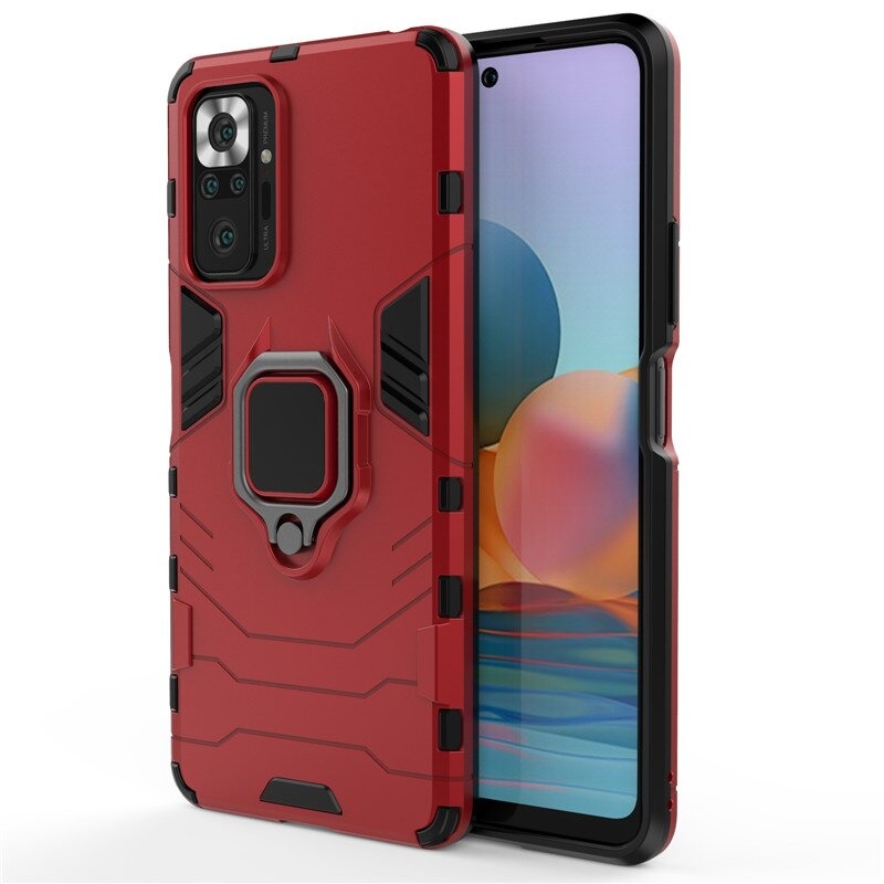 เคส Redmi Note 10 Pro #เคสฝาหลังพลาสติกแข็ง +TPU Hybrid Case มีแหวนสวมนิ้วโลหะ