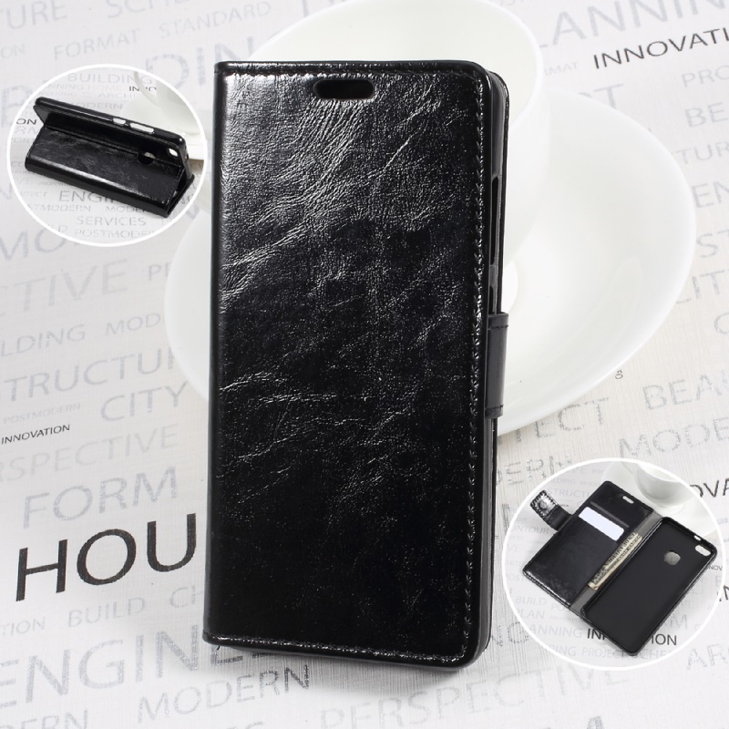 เคส Huawei P10 Lite #เคสหนังฝาพับสไตล์กระเป๋าสตางค์หนัง PU Crazy Horse
