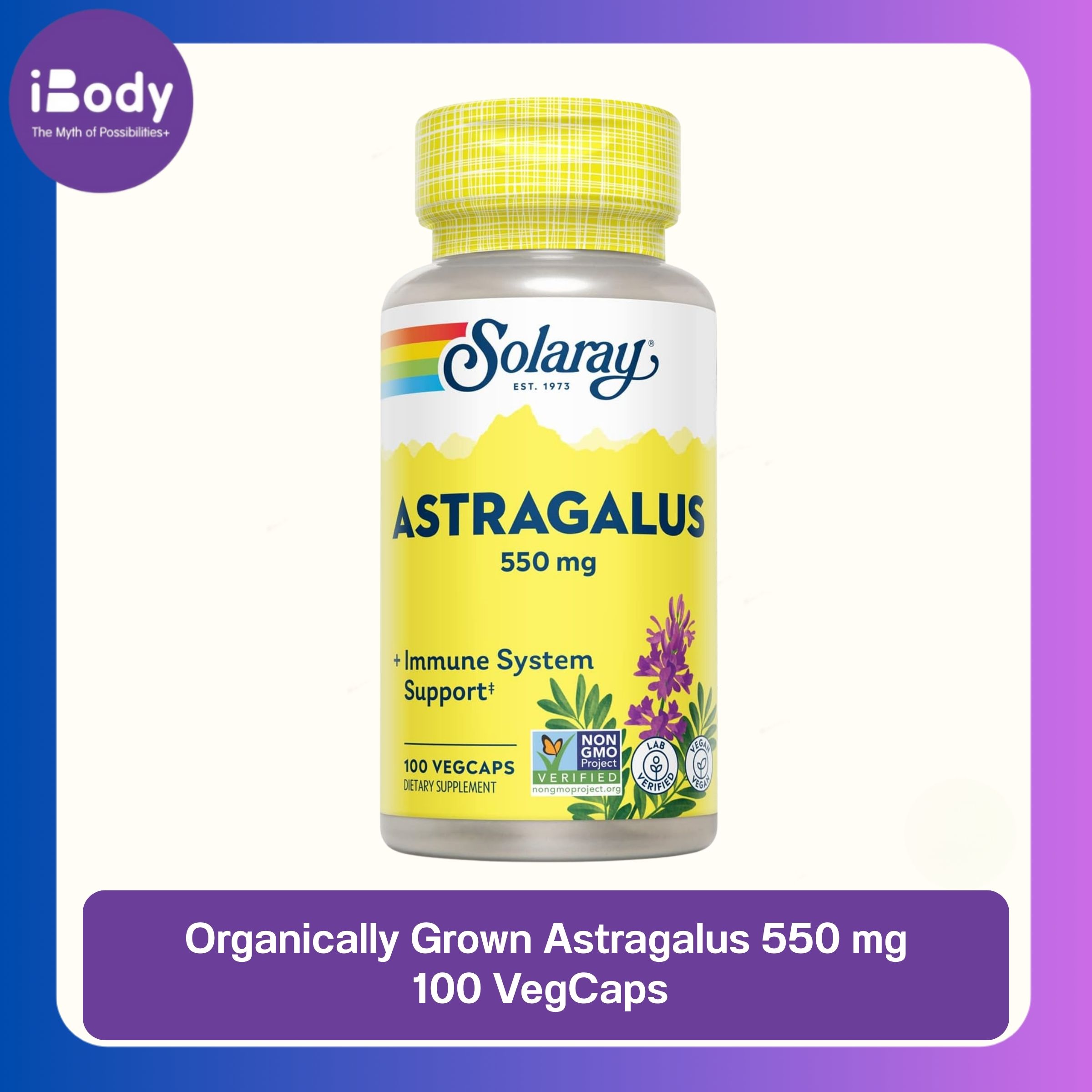 (Pre Order) Solaray® Organically Grown Astragalus 550 mg 100 VegCaps