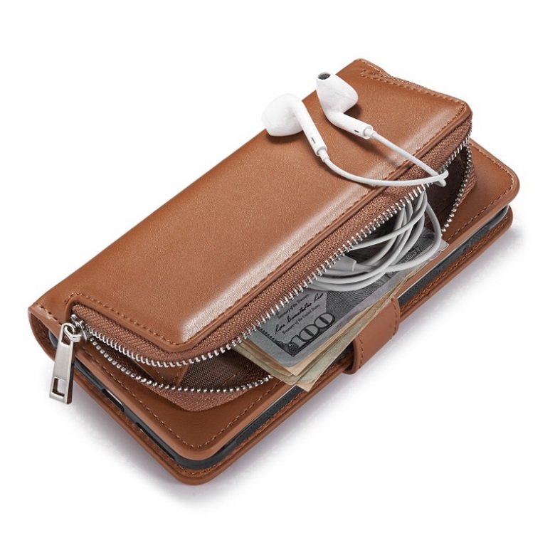 Case Samsung Galaxy Note 10+ #เคสหนังฝาพับสไตล์กระเป๋าสตางค์มีช่องซิบ PU Wallet Split Leather 2 in 1 Card Slot + Money slot + Magnetic Separable Shell