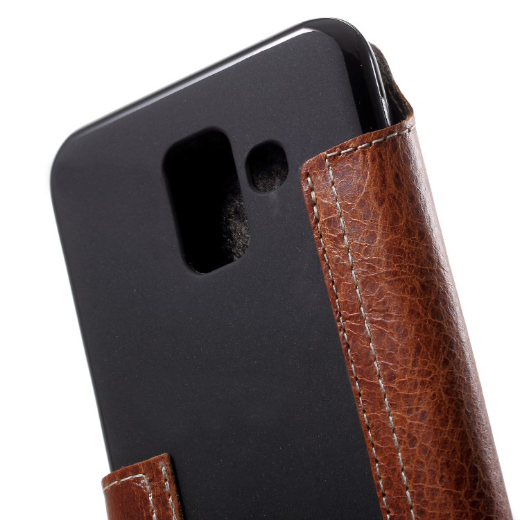 Case Samsung Galaxy A6 (2018) #เคสฝาพับแบบกระเป๋าสตางค์หนังแท้สวยงามทันสมัย