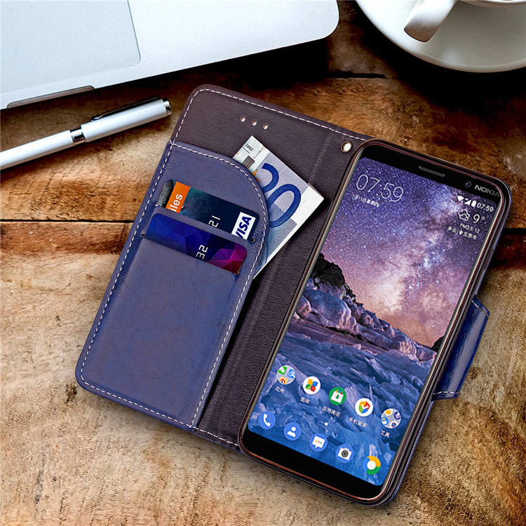 เคส Nokia 7 plus #เคสฝาพับสไตล์กระเป๋าสตางค์ Business Style Vintage Leather Wallet