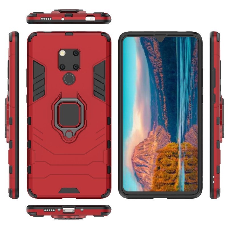 Case Huawei Mate 20 X #เคสฝาหลังพลาสติกแข็ง +TPU Hybrid Case มีแหวนสวมนิ้วโลหะ