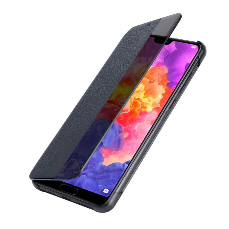 Case Huawei P20 Pro #เคสฝาพับแบบสมาร์ทมีช่องวิวแนวยาวด้านข้าง Smart View Window Cowhide Leather เคสคุณภาพดีราคาถูก