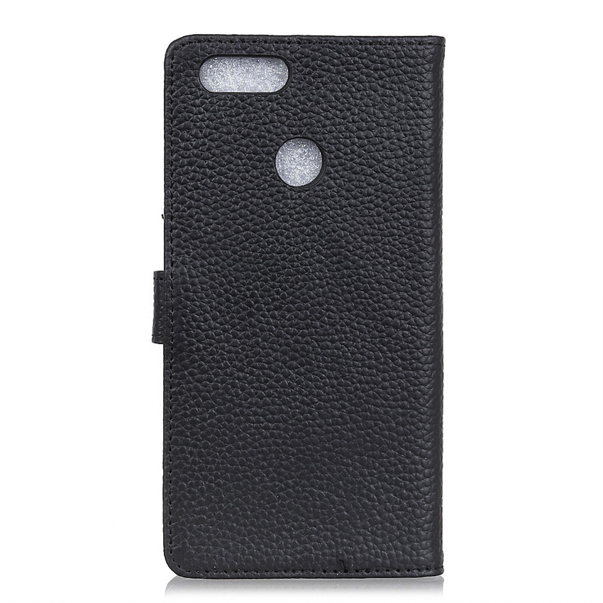 เคส Huawei Y9 (2018) #เคสฝาพับแบบกระเป๋าสตางค์หนังแท้ผิวลิ้นจี่ Litchi Grain