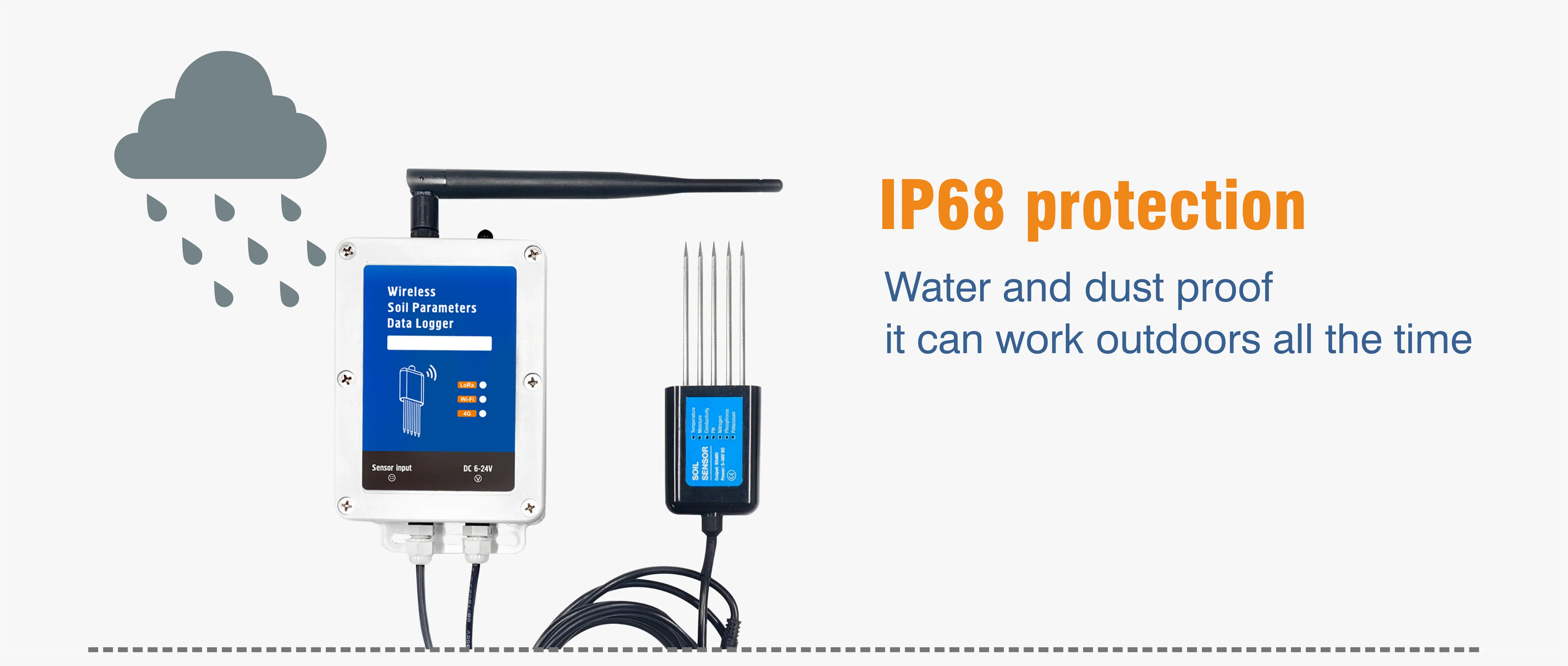 7 in 1 NPK soil wireless sensor 4G เซ็นเซอร์วัดค่าในดินแบบ 7 ใน 1 ชุด (ต้องซื้อใส่ซิมการ์ด)