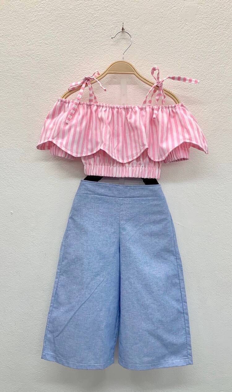 ชุดกางเกงเด็กโต เสื้อเปิดไหล่กับกางเกง