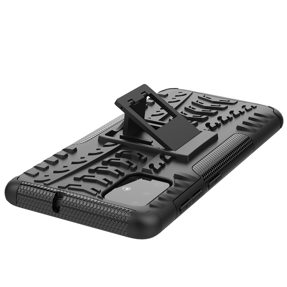 เคส Samsung Galaxy A51 #เคสฝาหลังกันลื่น Cool Tyre Pattern Kickstand (PC + TPU)