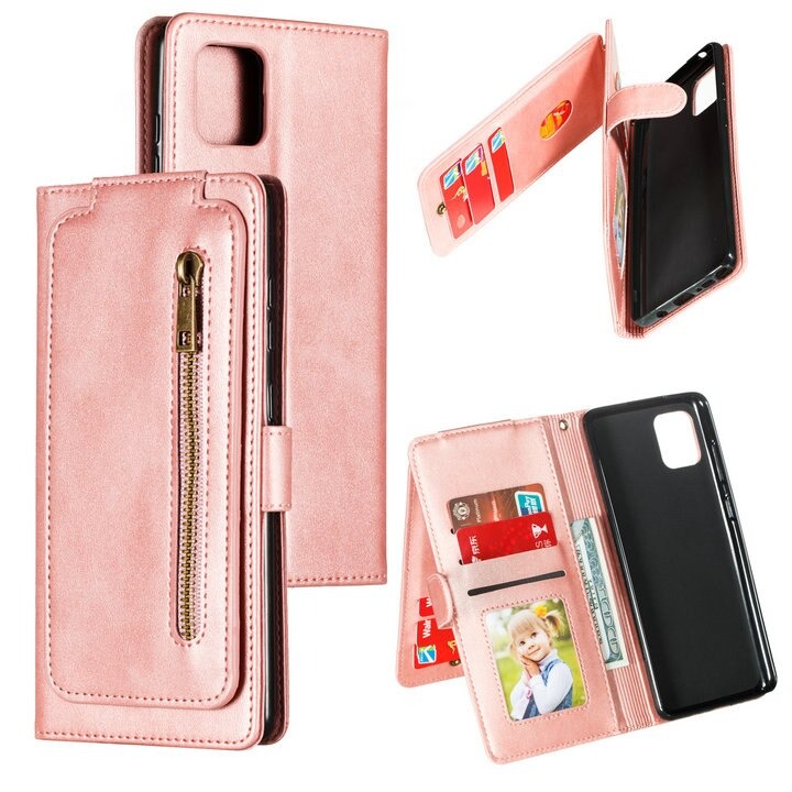 เคส Samsung Galaxy Note 10 Lite #เคสฝาพับแบบกระเป๋าสตางค์ช่องใส่บัตรหลายช่อง Multi-slot Wallet Zippered Leather พร้อมสายคล้อง