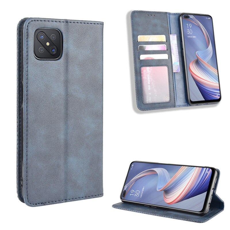 เคส OPPO Reno 4 Z 5G#เคสฝาพับปกหนังสไตล์วินเทจดูดซับอัตโนมัติแบบกระเป๋าสตางค์