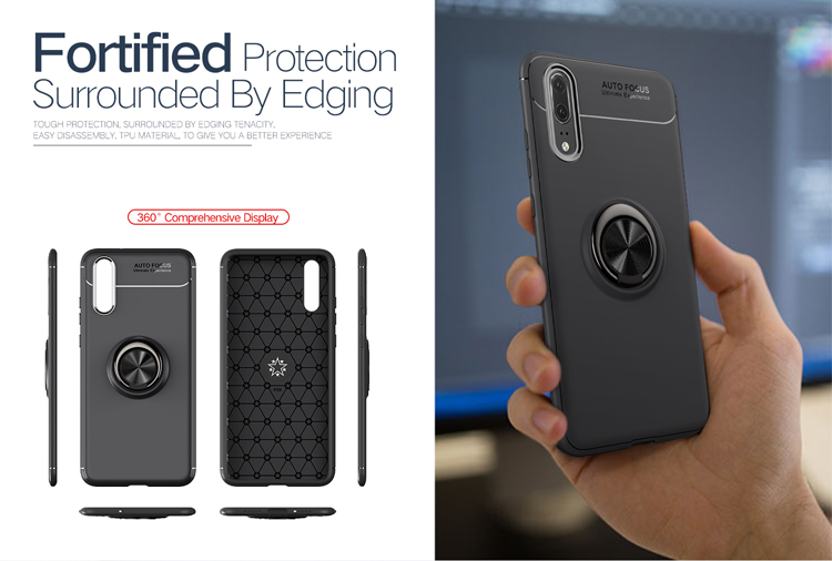 Case Huawei P20 Pro #เคสฝาหลัง TPU Finger Ring Kickstand (แผ่นโลหะแม่เหล็ก)