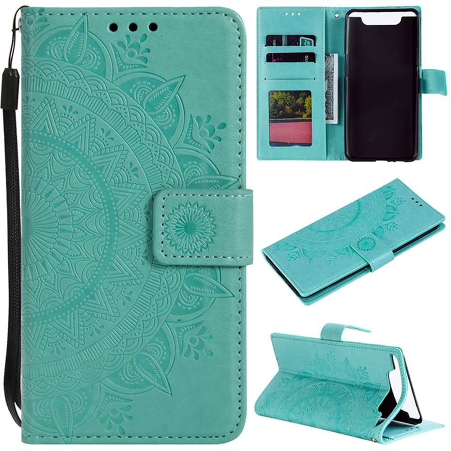 Case Samsung Galaxy A80 #เคสฝาพับแบบกระเป๋าสตางค์ฝาพับหนัง PU Imprint Flower Leather Wallet