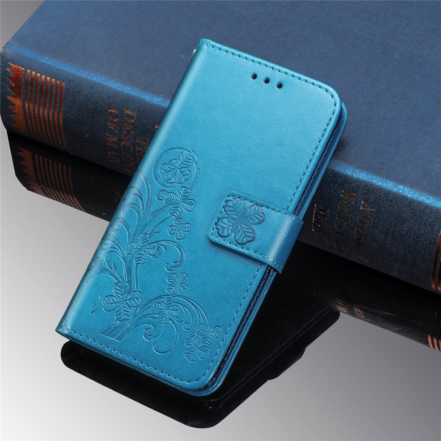 เคส Samsung Galaxy A42 5G #เคสแบบฝาพับมีช่องใส่บัตร Imprint Clover Pattern Leather Wallet