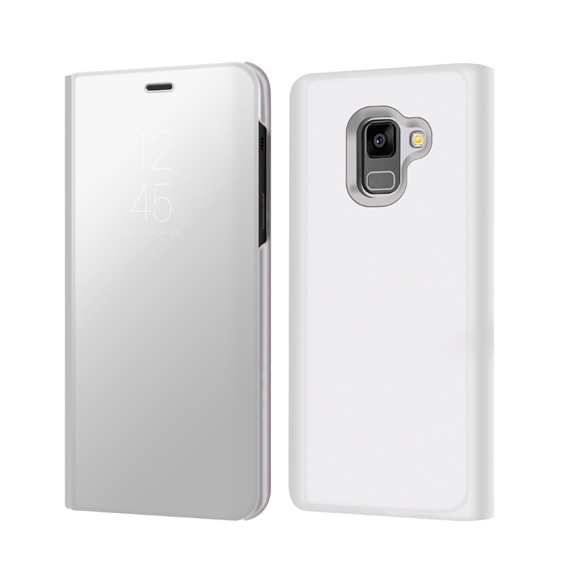 Case Samsung Galaxy A8+ (2018) #เคสฝาพับโปร่งแสงผิวเงาสวยงามทันสมัย
