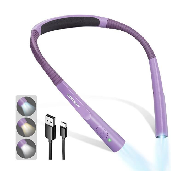 Glocusent® Upgraded LED Neck Reading Light ไฟอ่านหนังสือ ไฟฉายแบบคล้องคอ แบบชาร์จได้ ไฟLEDปรับความสว่างได้