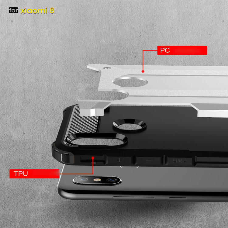 Case Xiaomi Mi 8 (6.21 นิ้ว) #เคสฝาหลังเกราะป้องกัน ไฮบริด พลาสติก+TPU