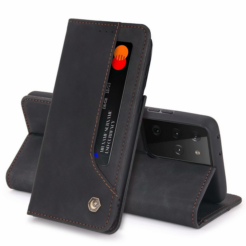 เคส Samsung Galaxy S21 Ultra #เคสฝาพับหนัง PU สไตล์กระเป๋าสตางค์พร้อมช่องใส่การ์ด Luxury Flip Stand Card Phone Leather Wallet Cover Casing