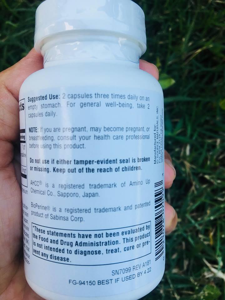 Source Naturals® AHCC 500 mg 60 Capsules + BioPerine®, Increases Natural Killer Cell Activity กระตุ้นภูมิคุ้มกัน