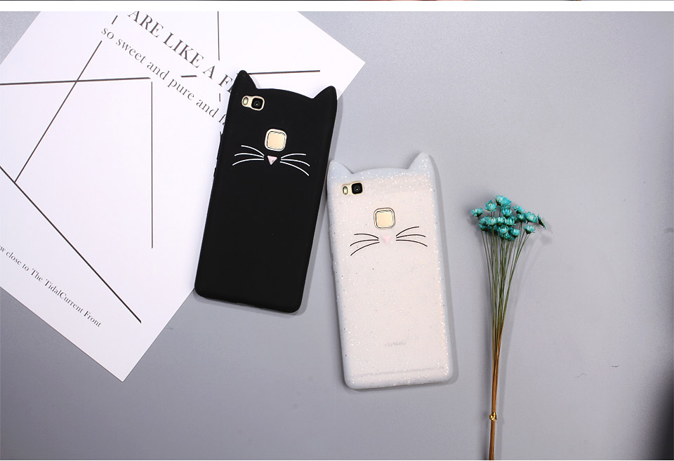 Case Huawei P9 Lite เคสฝาหลัง3D Moustache Cat Soft Silicone Protective Cover