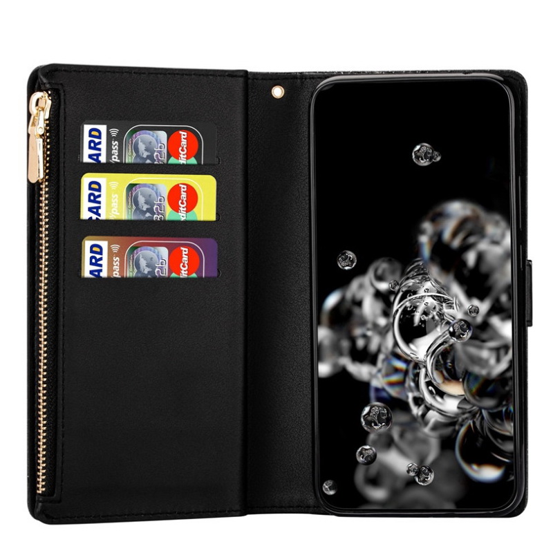 เคส Samsung Galaxy A13 4G#เคสฝาพับแบบกระเป๋าสตางค์ช่องใส่บัตรหลายช่อง Bling Glitter Case Multi-slot Wallet Zippered Leather พร้อมสายคล้อง