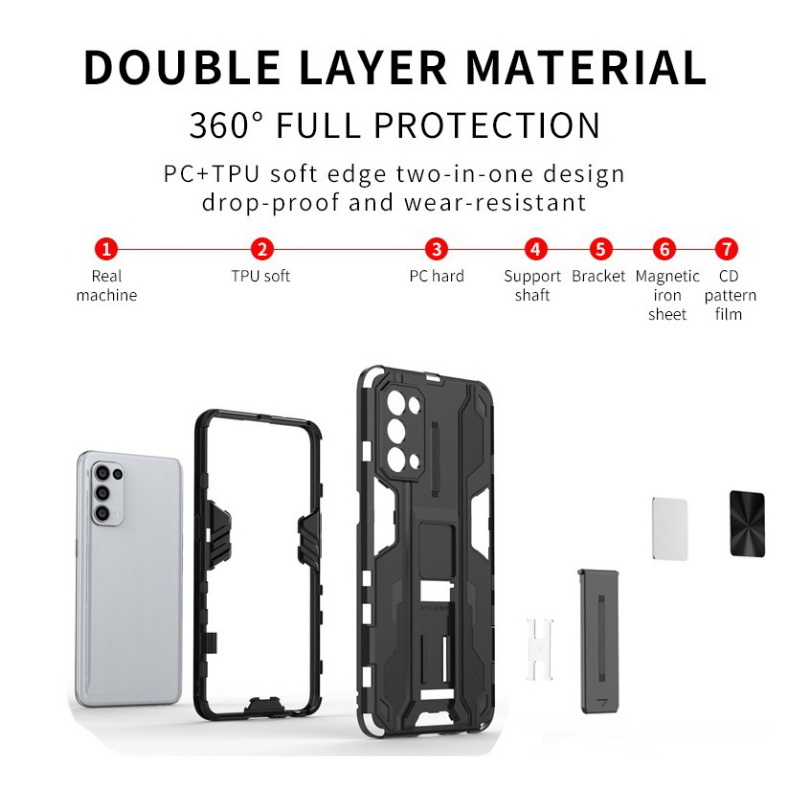 เคส OPPO Reno 5 Pro 5G #เคสฝาหลังพลาสติก ไฮบริด TPU + Kickstand Case Armor Stlye TPU Soft Rubber