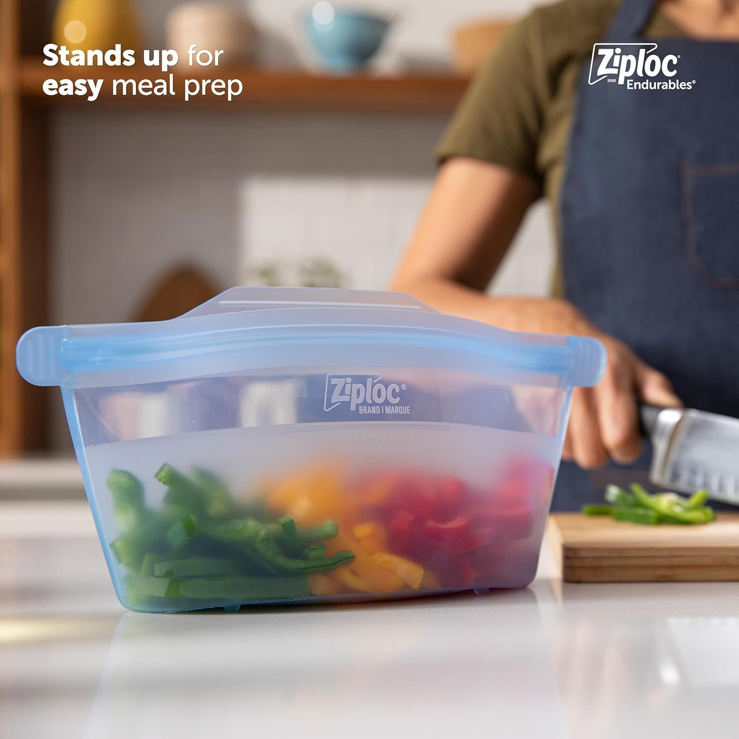 Ziploc® Endurables Medium Container 1 Count ถุงซิปล็อคแบบซิลิโคนถนอมอาหาร เข้าไมโคเวฟได้ ใช้ซ้ำได้ ถุงอเนกประสงค์